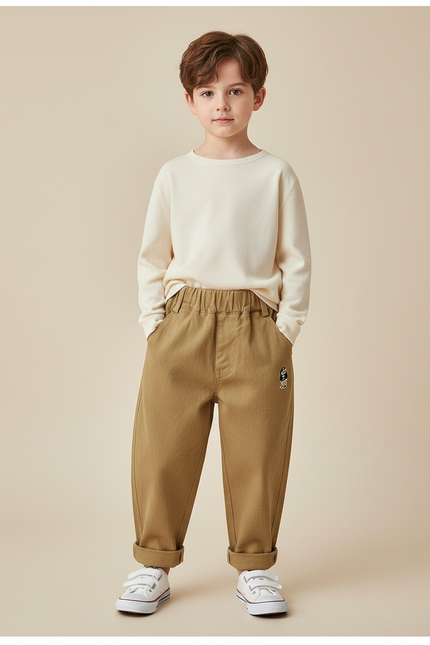 Pantalon Japonais Marron Ample Coton Brodé Enfant