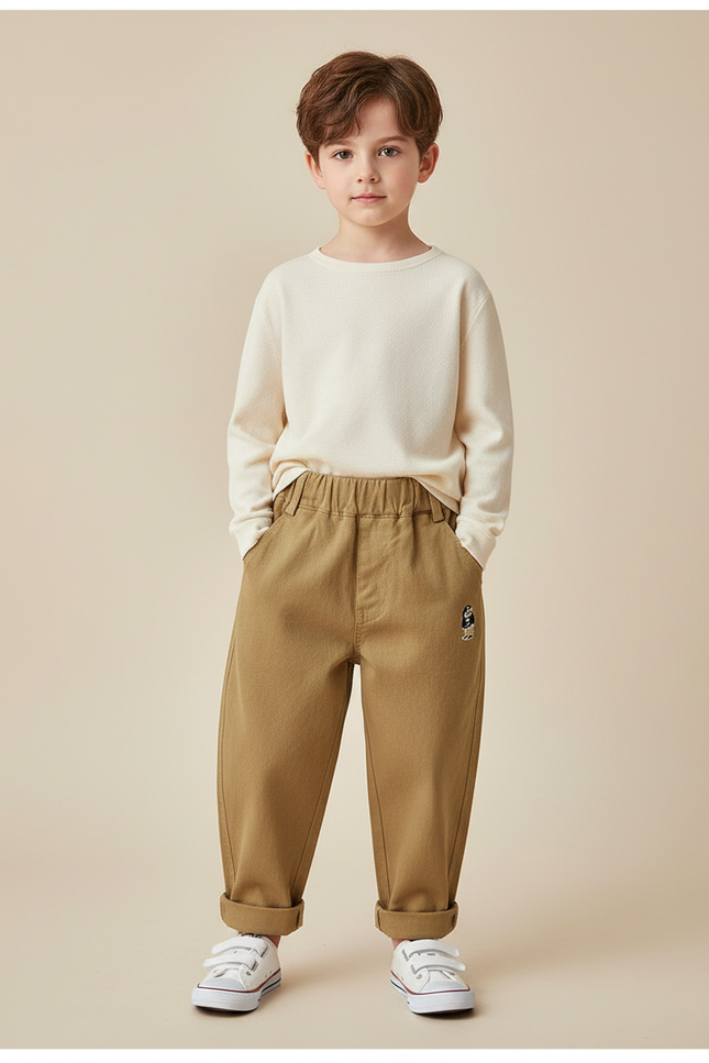 Pantalon Japonais Marron Ample Coton Brodé Enfant