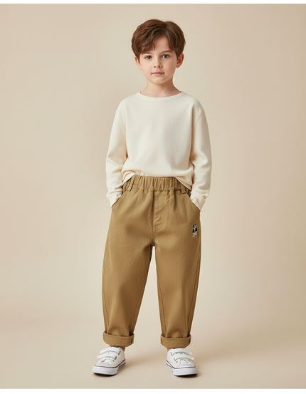 Pantalon Japonais Marron Ample Coton Brodé Enfant