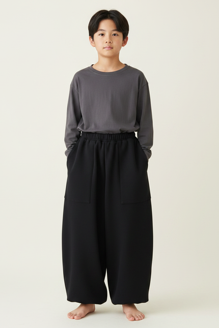 Pantalon Japonais Noir Ample Molleton Enfant