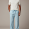 Pantalon Japonais Lin Ample Bleu Clair Homme Décontracté