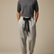 Pantalon Japonais Gris Ample Cordon Noir Élégant - Laine