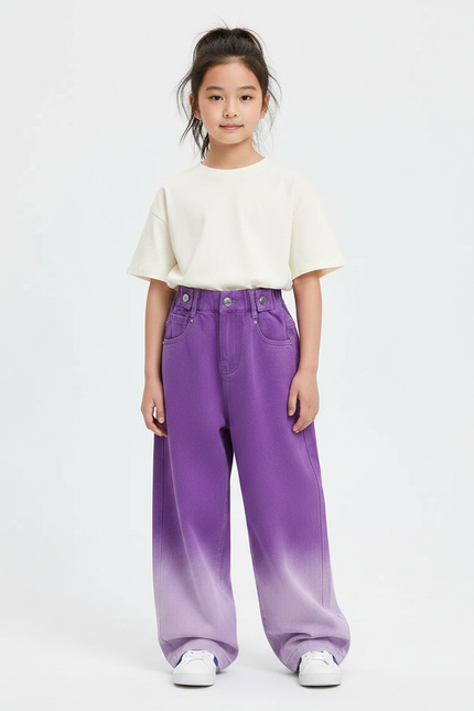 Pantalon Japonais Violet Dégradé Ample Coton Enfant - Jean