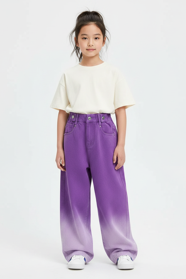 Pantalon Japonais Violet Dégradé Ample Coton Enfant - Jean