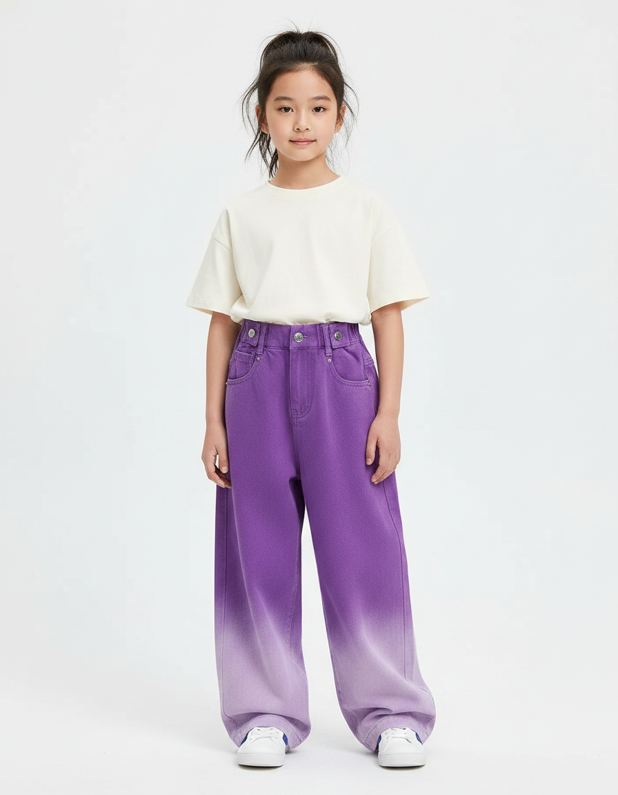 Pantalon Japonais Violet Dégradé Ample Coton Enfant - Jean