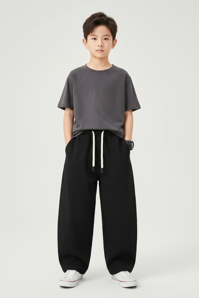 Pantalon Japonais Noir Ample Coton Décontracté Enfant - Molleton