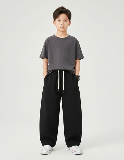 Pantalon Japonais Noir Ample Coton Décontracté Enfant - Molleton