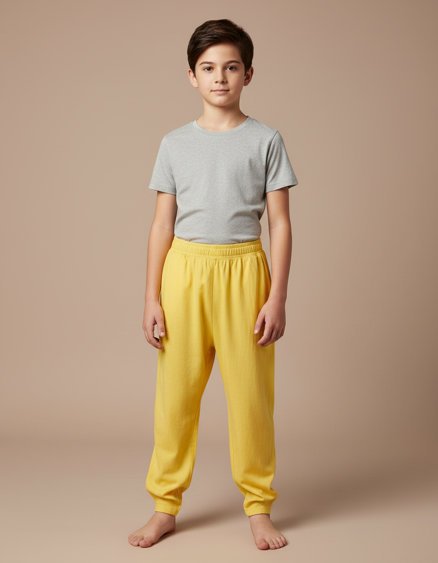 Pantalon Japonais Jaune Ample Coton Confortable Enfant - Molleton