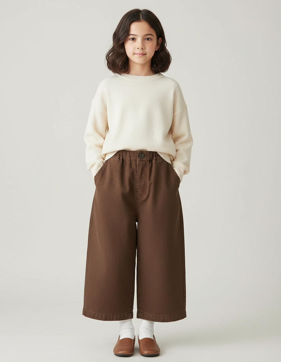 Pantalon Japonais Marron Ample Coton Décontracté Enfant