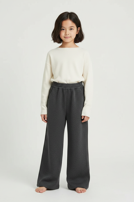 Pantalon Japonais Gris Ample Décontracté Enfant - Molleton