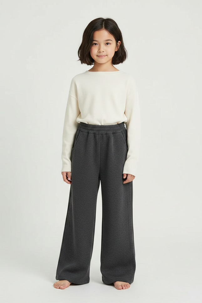 Pantalon Japonais Gris Ample Décontracté Enfant - Molleton