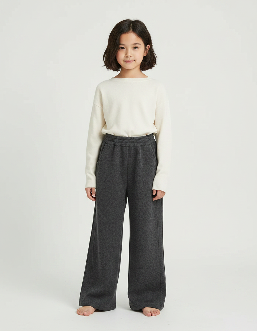 Pantalon Japonais Gris Ample Décontracté Enfant - Molleton