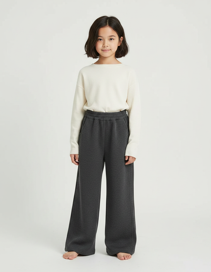 Pantalon Japonais Gris Ample Décontracté Enfant - Molleton