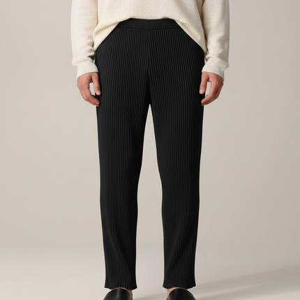 Pantalon Japonais Noir Plissé Ample Décontracté Homme - Polyester