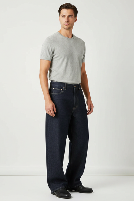Pantalon Japonais Denim Ample Foncé Homme - Marine Jean