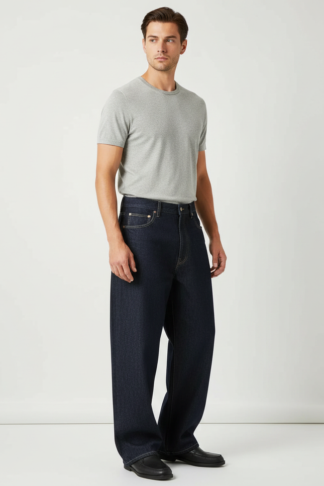 Pantalon Japonais Denim Ample Foncé Homme - Marine Jean