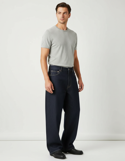 Pantalon Japonais Denim Ample Foncé Homme - Marine Jean