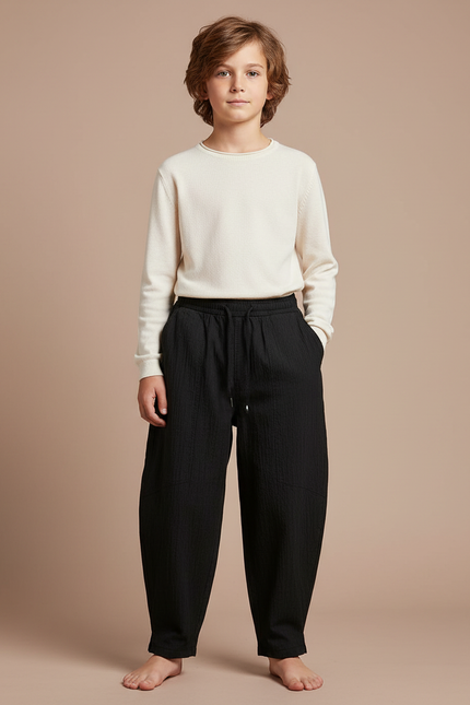 Pantalon Japonais Noir Ample Confortable Enfant - Coton