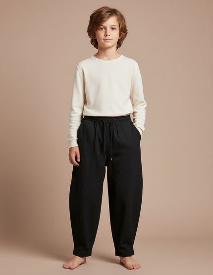 Pantalon Japonais Noir Ample Confortable Enfant - Coton