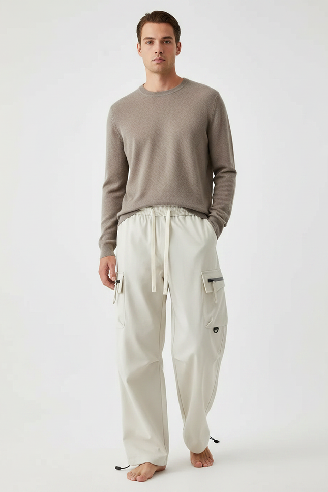 Pantalon Cargo Japonais Homme - Beige Polyester