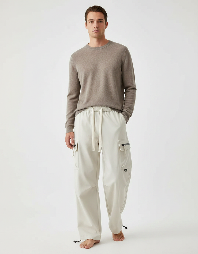 Pantalon Cargo Japonais Homme - Beige Polyester