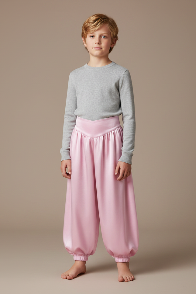 Pantalon Japonais Rose Satiné Bouffant Ample Enfant