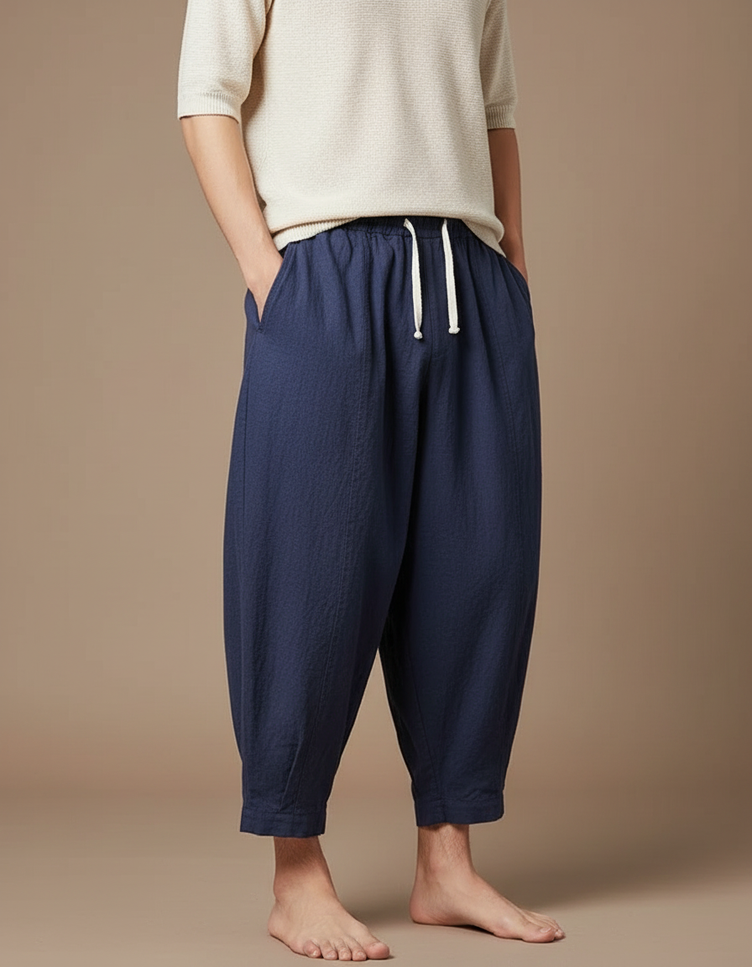 Pantalon Court Japonais Homme - Marine Lin