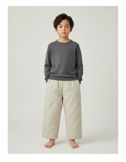 Pantalon Japonais Matelassé Beige Ample Confortable Enfant - Molleton