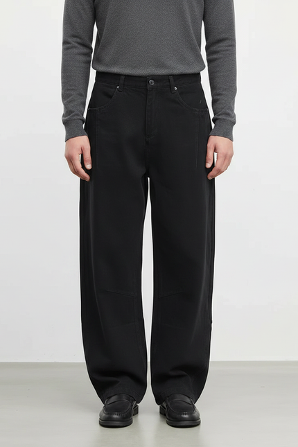 Pantalon Japonais Noir Large Coton Décontracté Homme