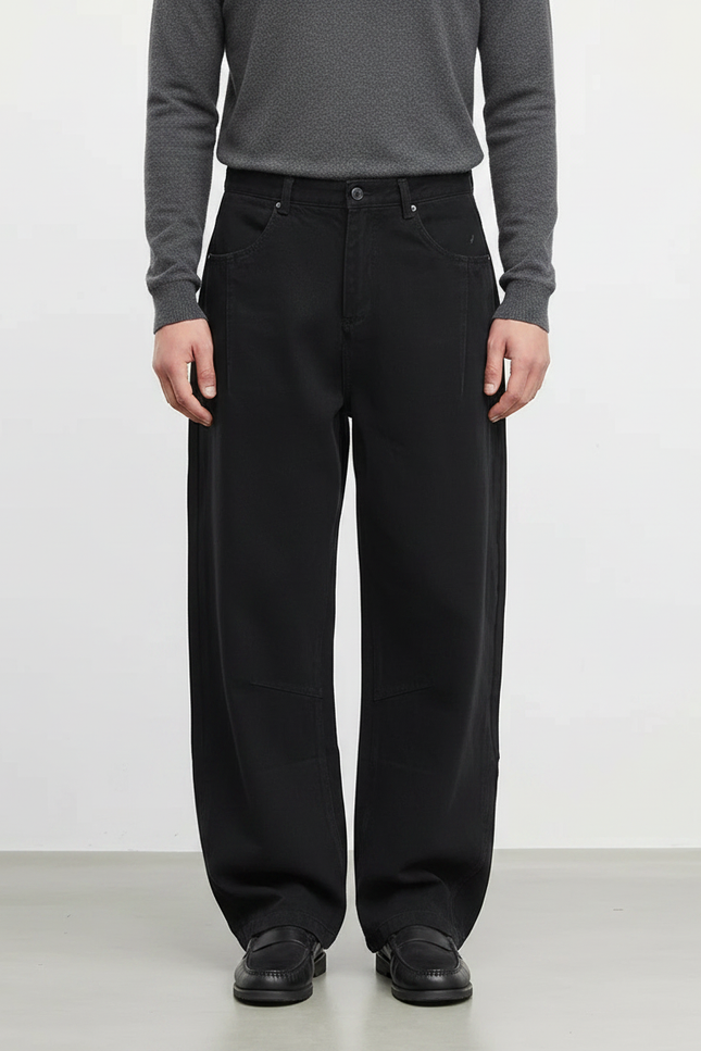 Pantalon Japonais Noir Large Coton Décontracté Homme