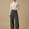Pantalon Japonais Gris Ample Fleuri Denim Femme - Jean