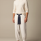 Pantalon Japonais Crème Ample Ceinturé Coton Homme - Beige