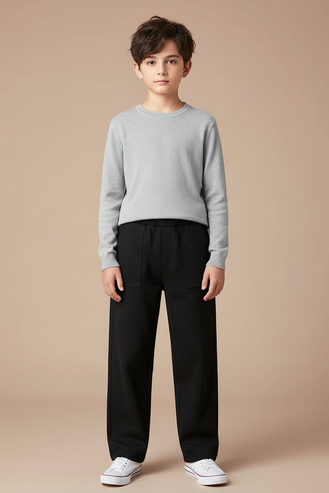 Pantalon Japonais Noir Ample Décontracté Garçon - Molleton