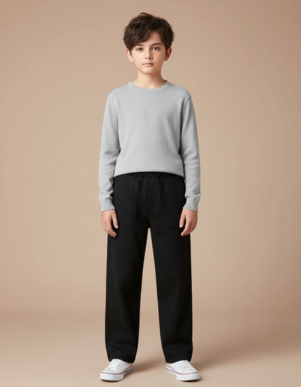Pantalon Japonais Noir Ample Décontracté Garçon - Molleton