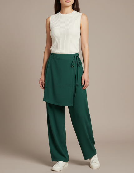 Pantalon Japonais Vert Émeraude Ample Fluide Élégant - Viscose