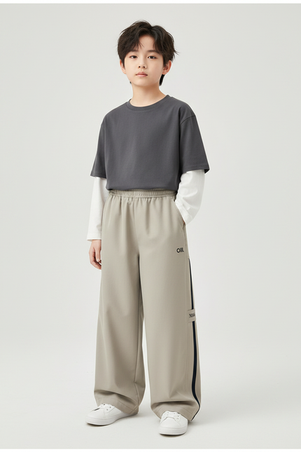 Pantalon Japonais Large Gris Décontracté Sport Garçon - Polyester