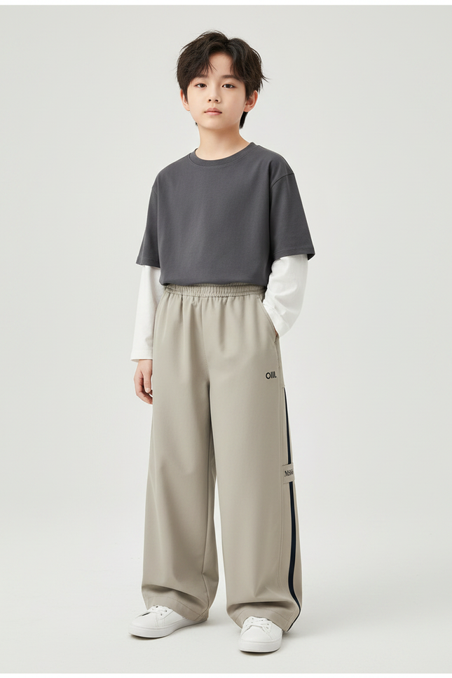 Pantalon Japonais Large Gris Décontracté Sport Garçon - Polyester