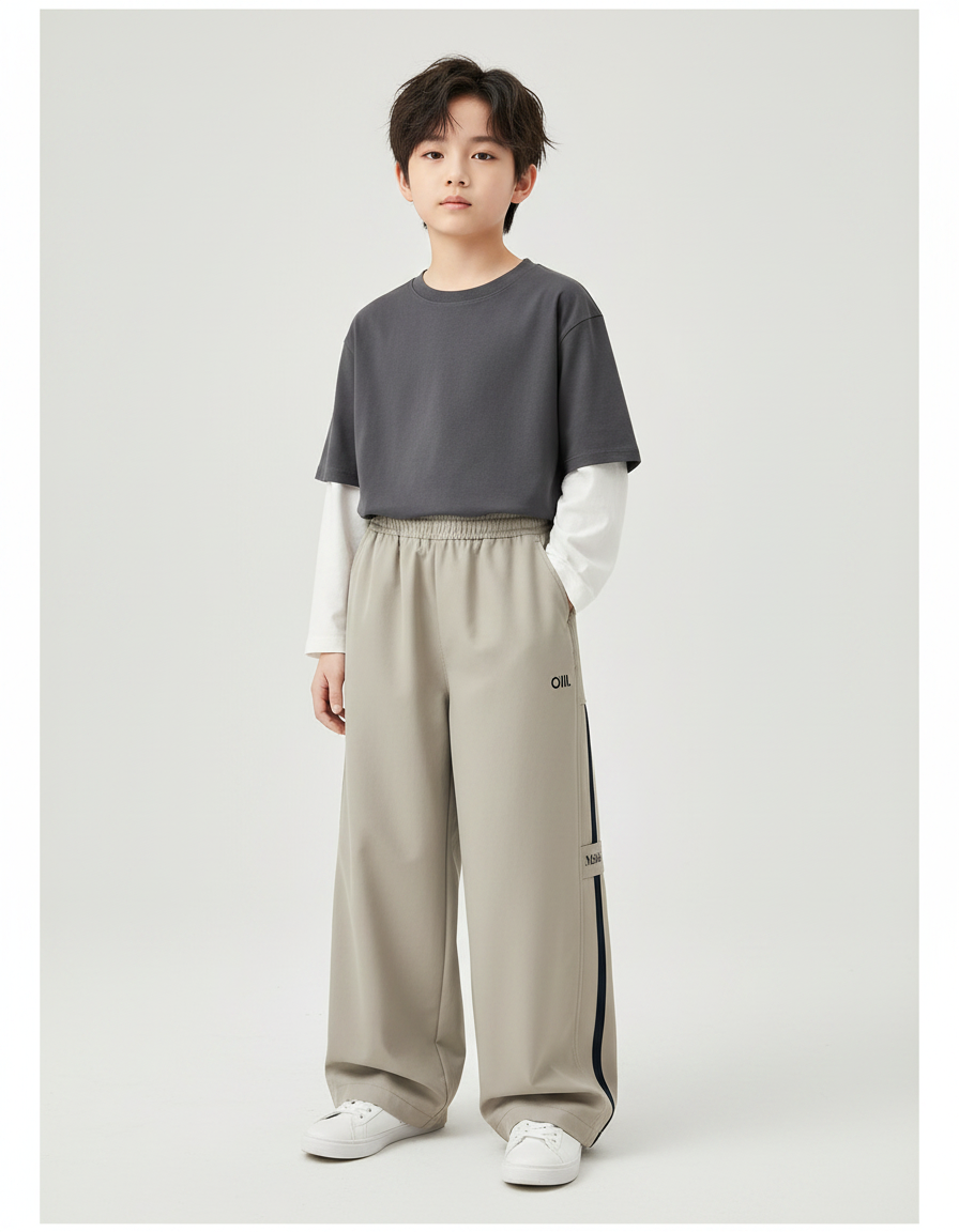 Pantalon Japonais Large Gris Décontracté Sport Garçon - Polyester