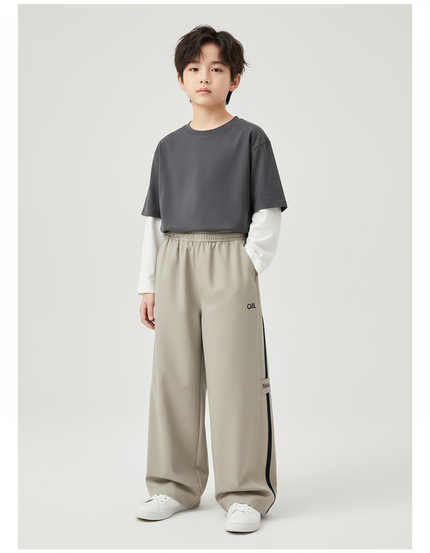 Pantalon Japonais Large Gris Décontracté Sport Garçon - Polyester