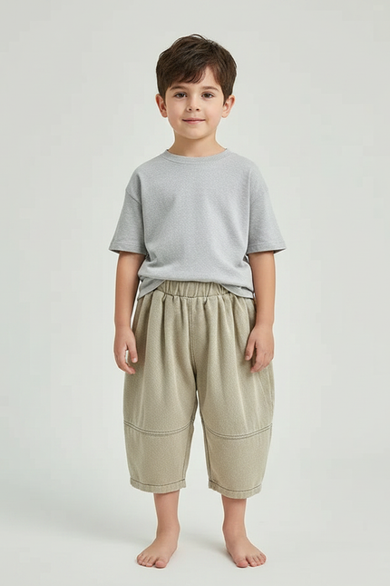 Pantalon Japonais Ample Beige Décontracté Enfant - Molleton