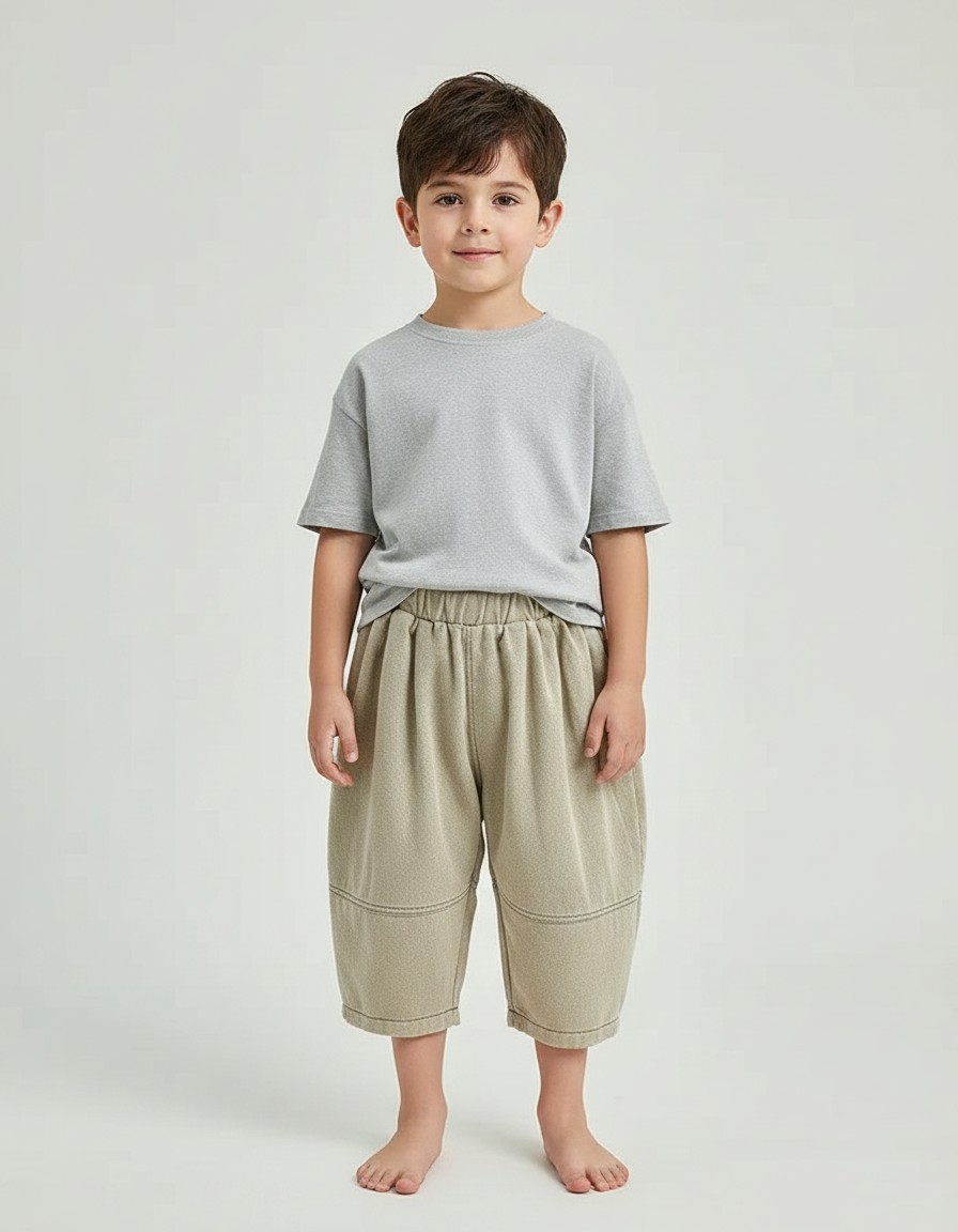 Pantalon Japonais Ample Beige Décontracté Enfant - Molleton