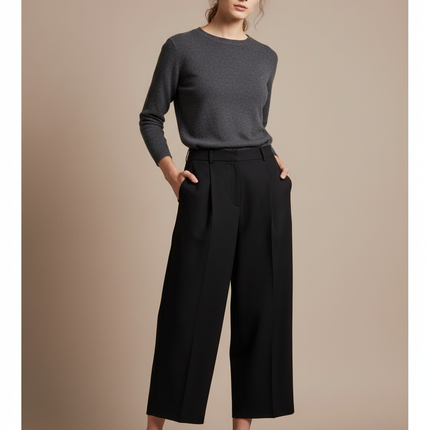 Pantalon Japonais Femme Noir Ample Chic - Polyester