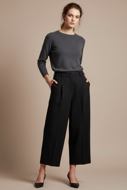 Pantalon Japonais Femme Noir Ample Chic - Polyester