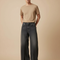 Pantalon Japonais Denim Gris Ample Fendu Unisexe - Jean