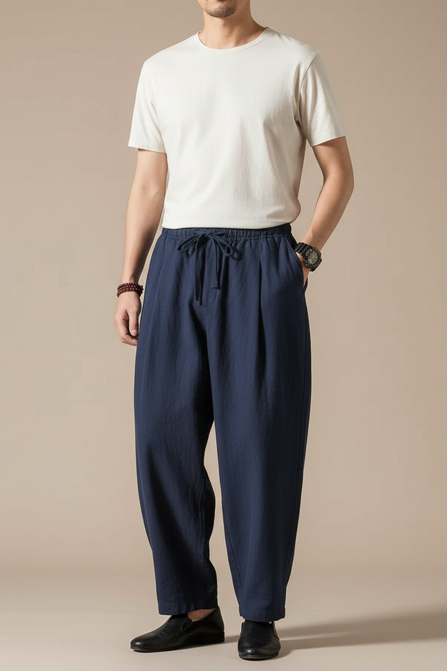 Pantalon Ample Japonais - Marine Lin