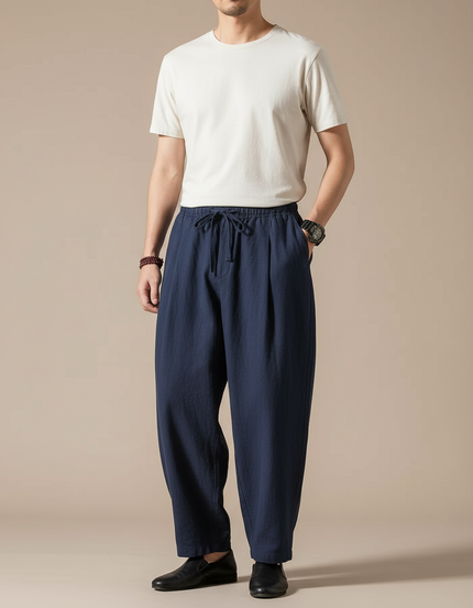 Pantalon Ample Japonais - Marine Lin