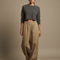 Pantalon Japonais Large Coton Décontracté Beige Unisex