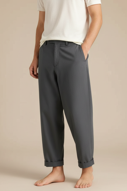 Pantalon Japonais Gris Anthracite Ample Décontracté Homme - Gabardine