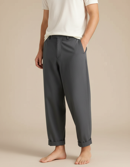 Pantalon Japonais Gris Anthracite Ample Décontracté Homme - Gabardine