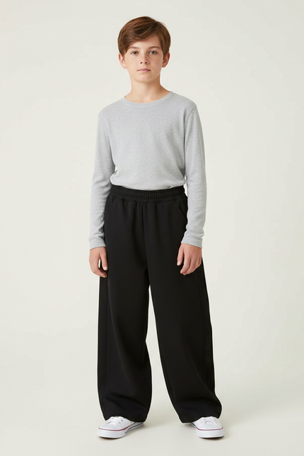 Pantalon Japonais Noir Ample Décontracté Enfant Sport - Molleton
